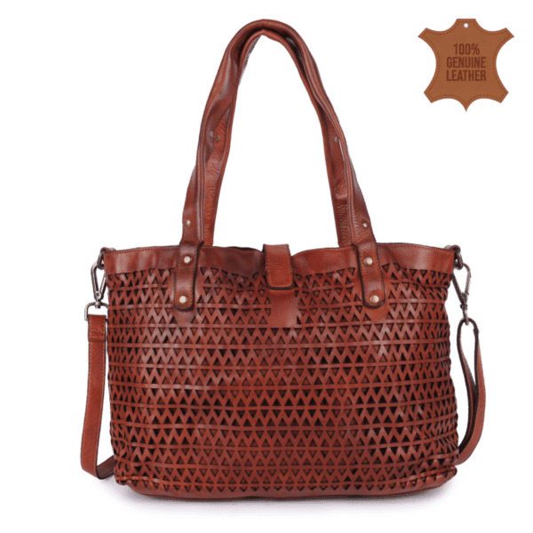 Vintage Cutwork Leather Tote Bag - Image 3