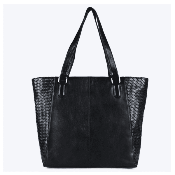 Weave Leather Tote – Black Elegance Edition - Image 4