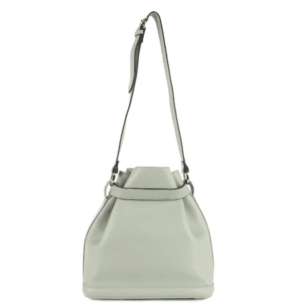 Bucket Shoulder Bag – Light Dove Grey with Gold Accent Buckle - Image 4