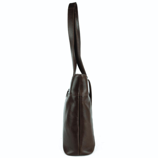 Classic Dual-Zip Women's HandBag – Genuine Leather in Rich Brown - Image 5