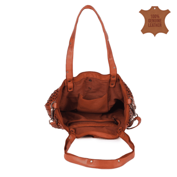 Vintage Cutwork Leather Tote Bag - Image 4