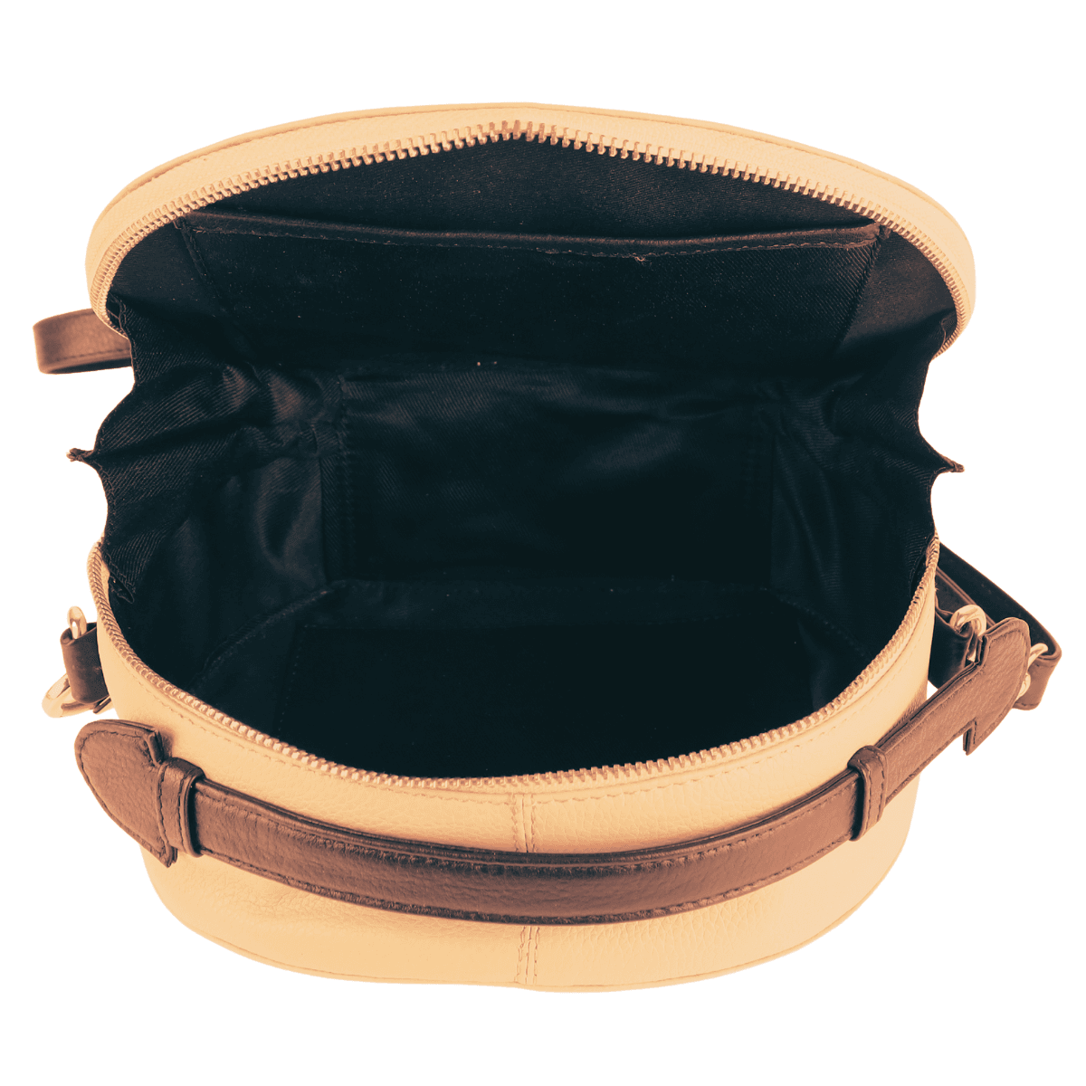 Round Quilted Leather Sling – Nude Beige - Image 2