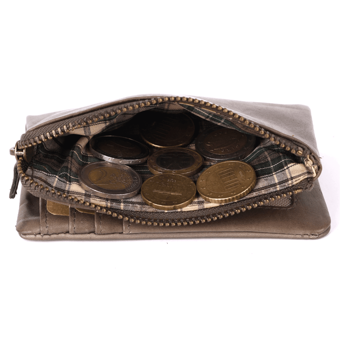 Minimalist Brown Leather Zip Wallet - Image 3