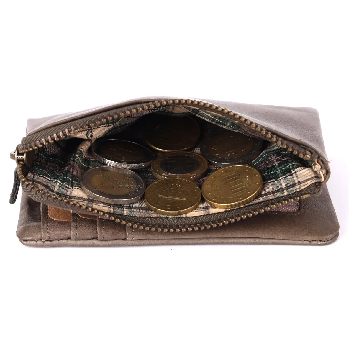 Minimalist Brown Leather Zip Wallet - Image 3