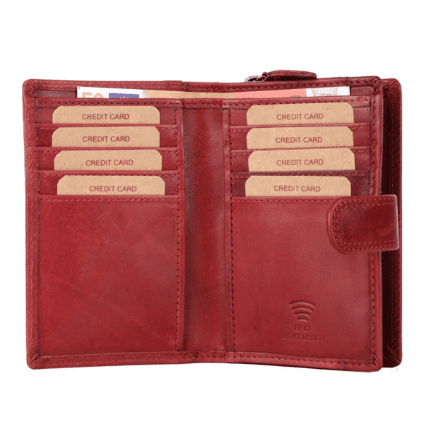 Red Leather Snap Wallet with Logo Placement - Image 3