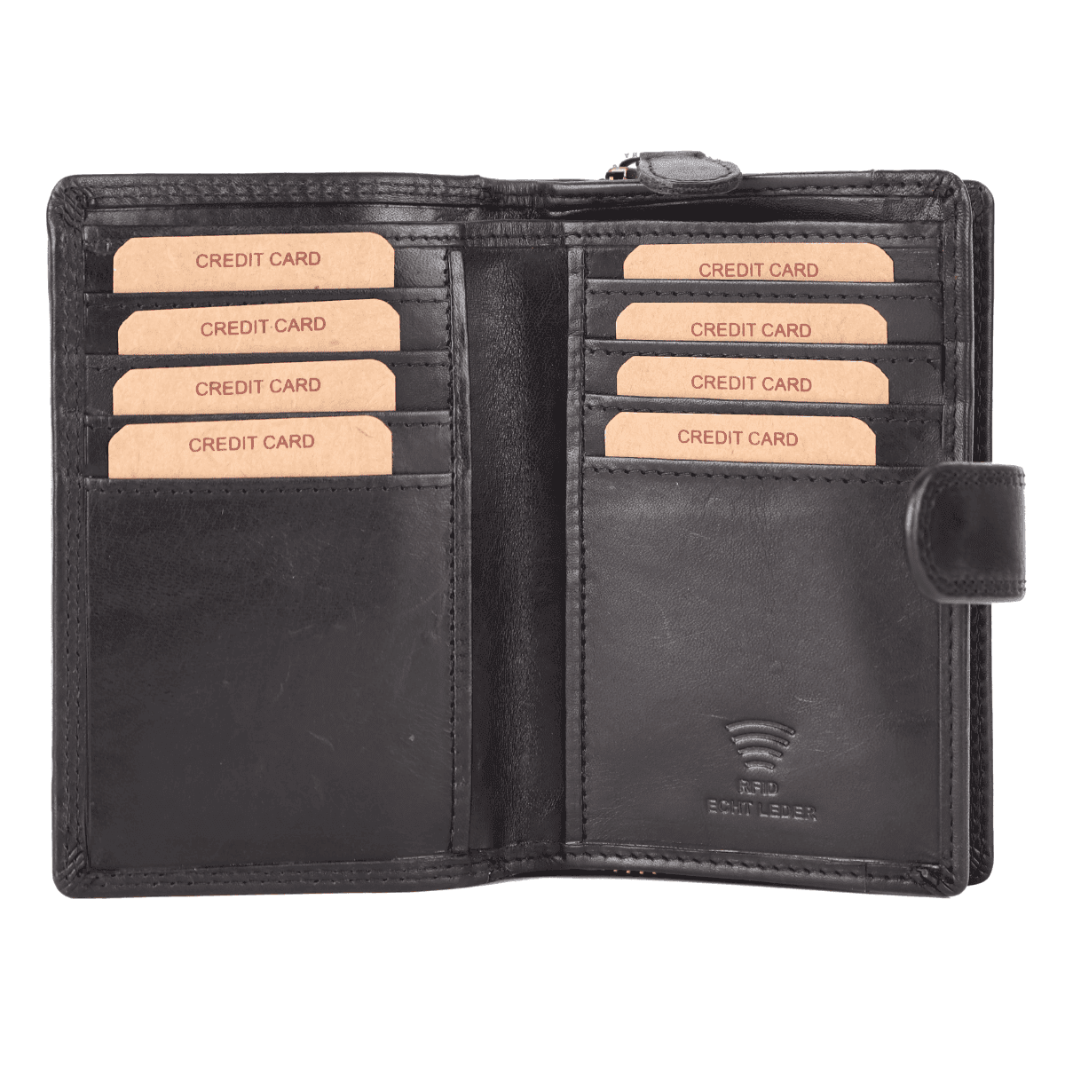 Classic Black Leather Snap Wallet - Image 4