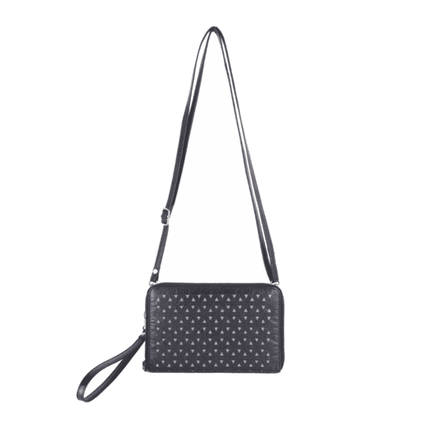 Black Laser-Cut Leather Sling Clutch - Image 4