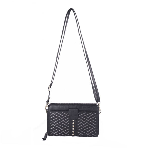 Noir Weave – Textured Leather Wristlet Clutch Bag - Image 6