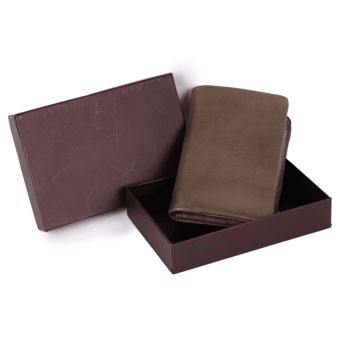 Minimalist Brown Leather Zip Wallet - Image 4