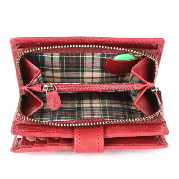 Red Leather Snap Wallet with Logo Placement - Image 4