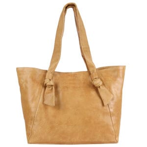 Classic Tan Knotted Strap Leather Tote Bag