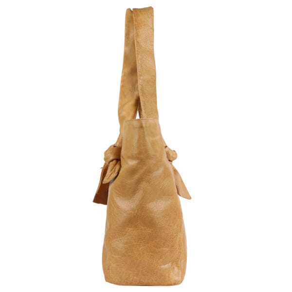 Classic Tan Knotted Strap Leather Tote Bag - Image 3