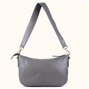 Grey Leather Shoulder Bag
