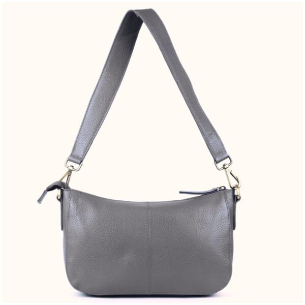 Grey Leather Shoulder Bag
