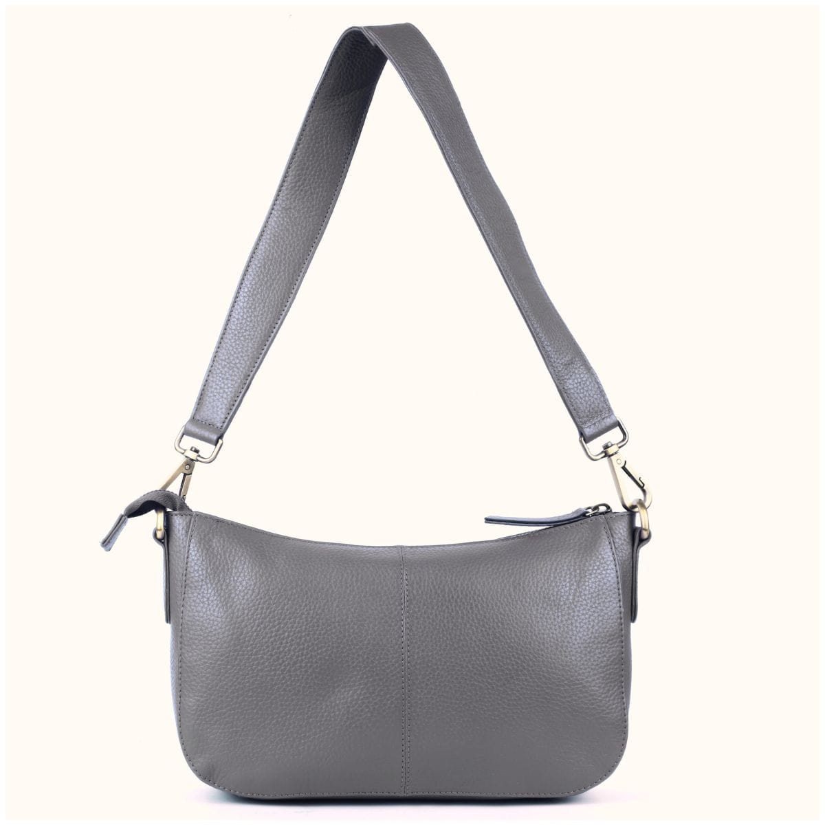 Grey Leather Shoulder Bag