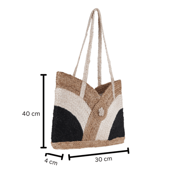 Artisan Wave Pattern Jute Shoulder Bag - Image 5