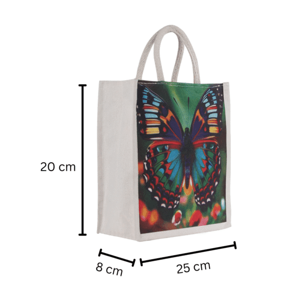 Butterfly Bloom Eco Jute Bag - Image 5