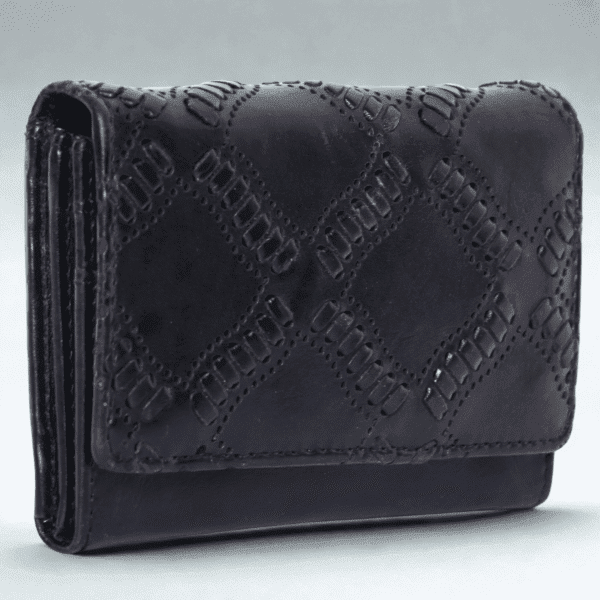 Black Embossed Leather Wallet for Modern Elegance - Image 3