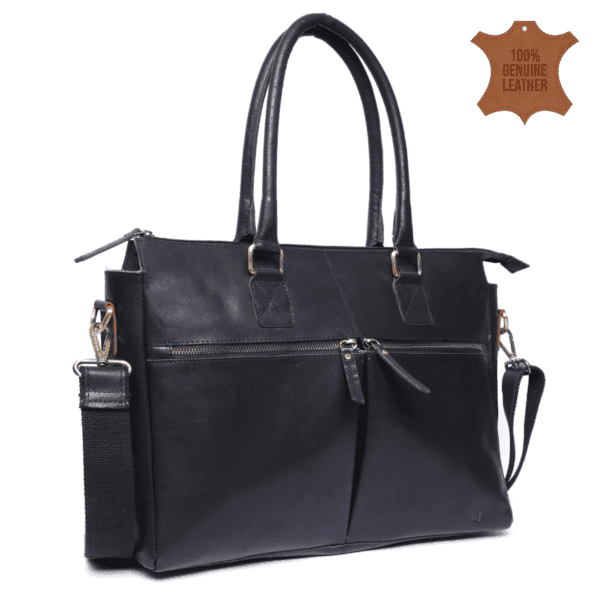 Classic Black Leather Handbag - Image 5