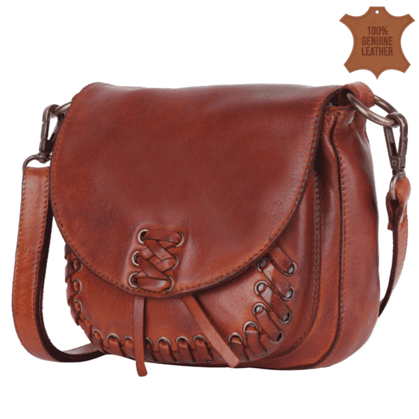 Genuine Leather Ladies Side Bag in Rustic Brown - Image 5