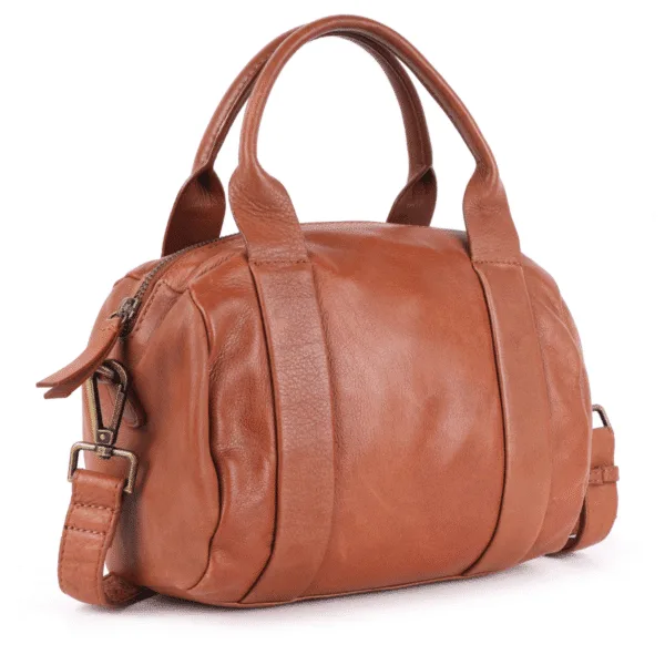 Top Quality Tan Leather Handbag with Dual Handles and Crossbody Strap - Image 5
