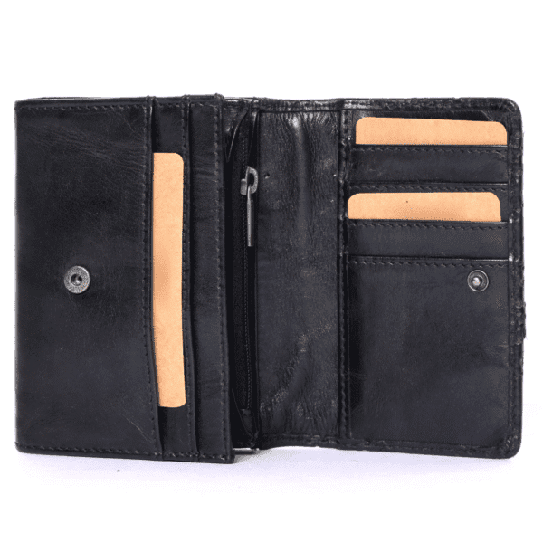 Black Embossed Leather Wallet for Modern Elegance - Image 2