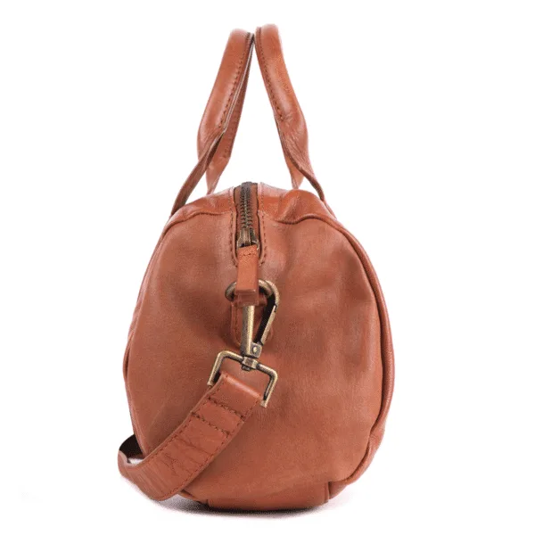 Top Quality Tan Leather Handbag with Dual Handles and Crossbody Strap - Image 4