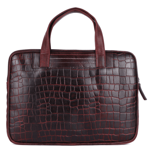 Croc-Embossed Leather Laptop Bag - Image 3