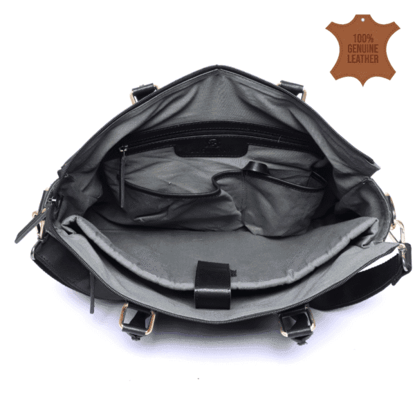 Classic Black Leather Handbag - Image 3