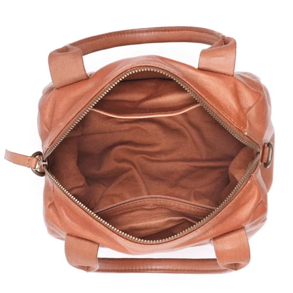 Top Quality Tan Leather Handbag with Dual Handles and Crossbody Strap - Image 2