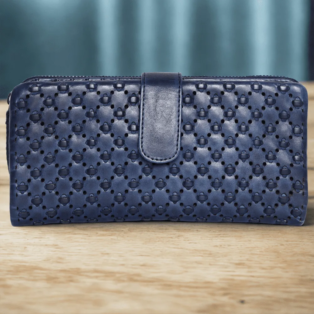 Elegant Navy Blue Leather Purse for Women - Image 4