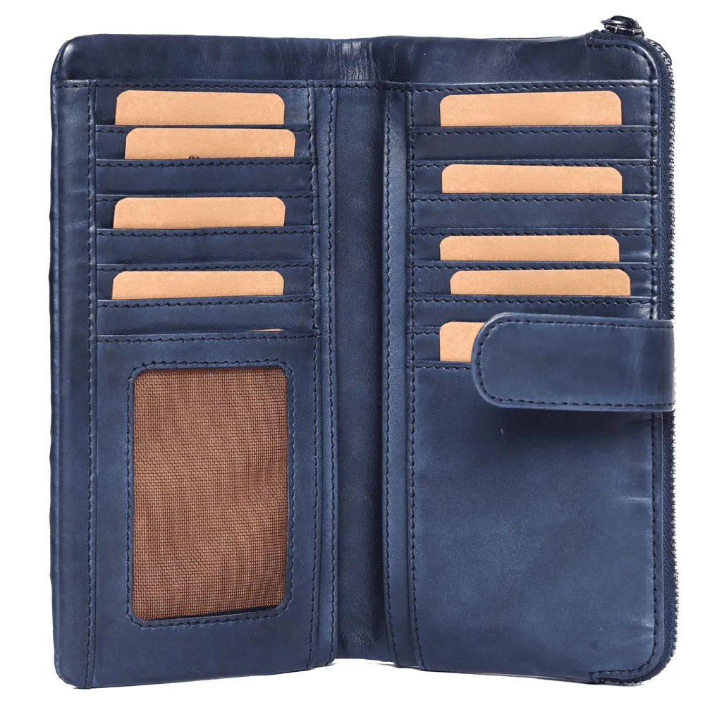Elegant Navy Blue Leather Purse for Women - Image 2