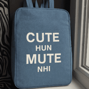 Trendy Blue Backpack with Sassy Print