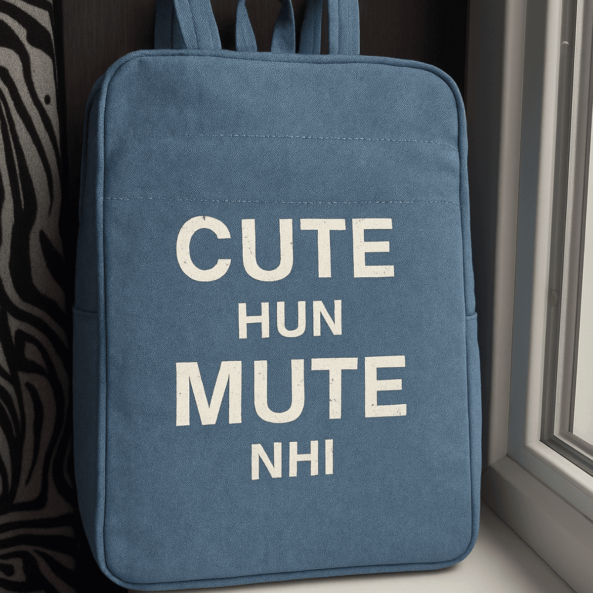 Trendy Blue Backpack with Sassy Print