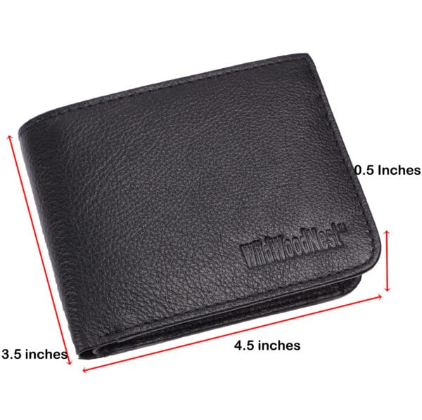 WildWoodNest Classic Black Genuine Leather Bifold Wallet for Men - Image 4