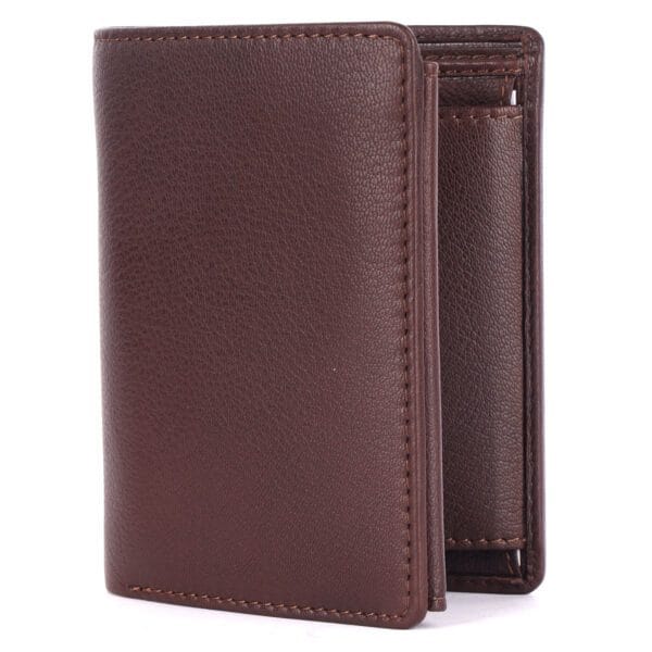 Classic Brown Vertical Leather Wallet - Image 6