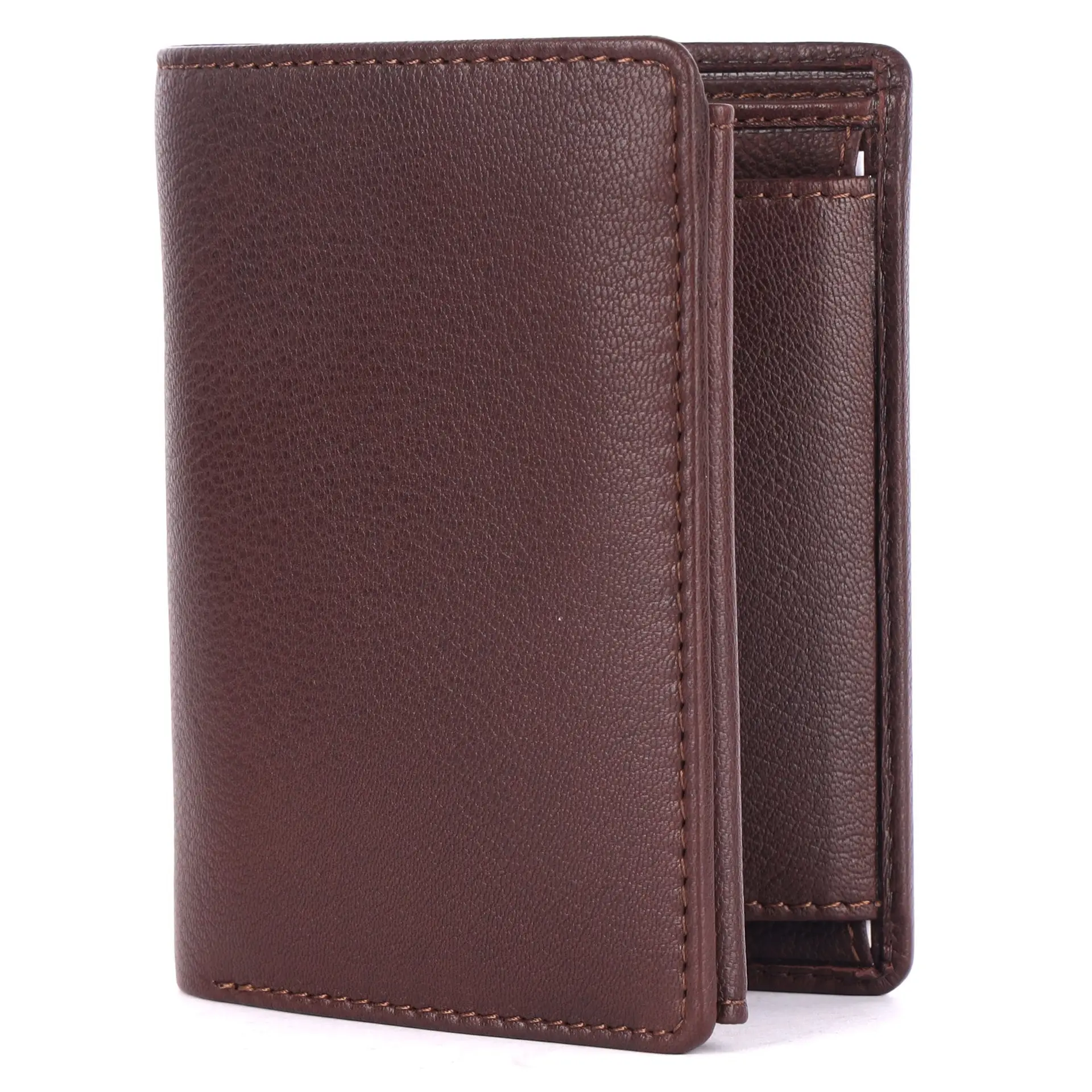 Classic Brown Vertical Leather Wallet - Image 6