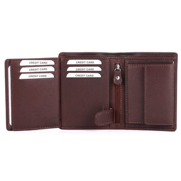 Classic Brown Vertical Leather Wallet - Image 4