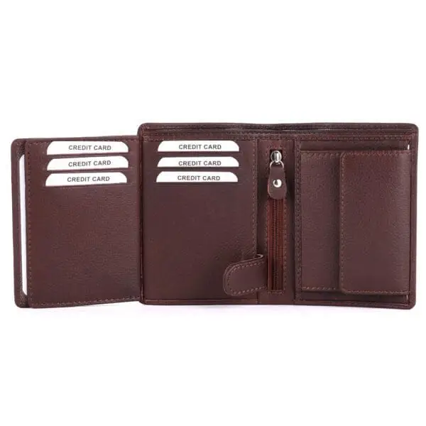 Classic Brown Vertical Leather Wallet - Image 4