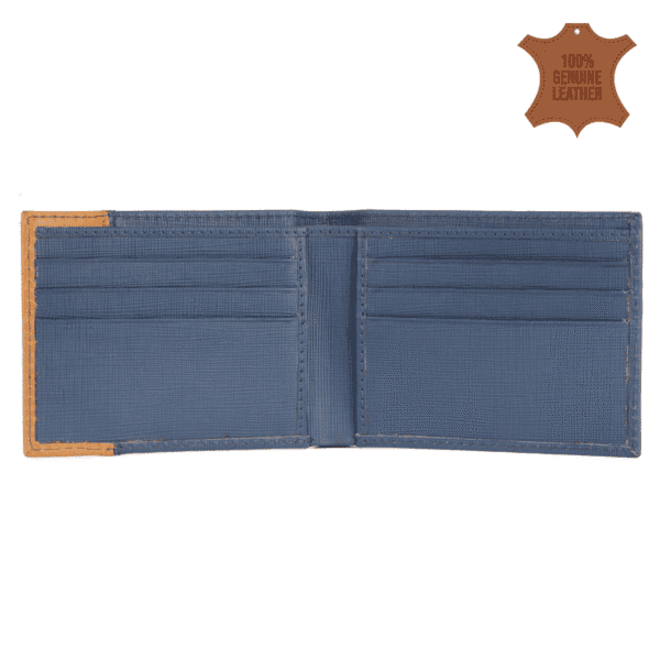 Modern Navy & Tan Leather Wallet - Image 2