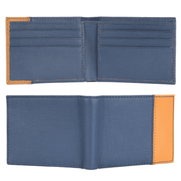 Modern Navy & Tan Leather Wallet - Image 3