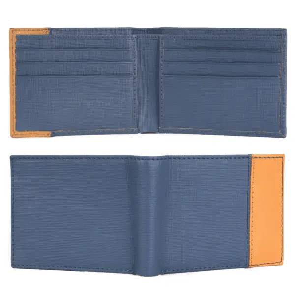 Modern Navy & Tan Leather Wallet - Image 3