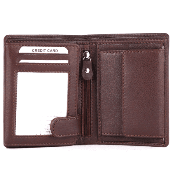 Classic Brown Vertical Leather Wallet - Image 3
