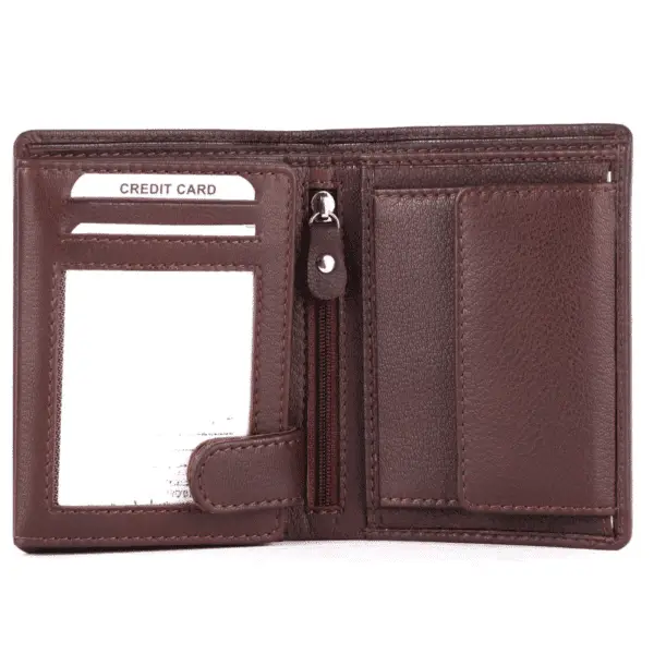 Classic Brown Vertical Leather Wallet - Image 3