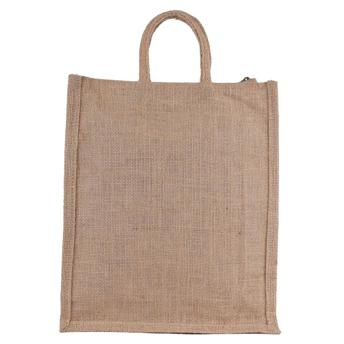 Plain jute shopping bag with short handle for eco-friendly use